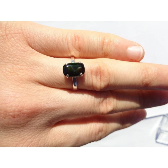 Chrome Diopside 925 Sterling Silver Ring Natural Green Chrome Diopside Ring Sz 7 - Picture 5 of 10